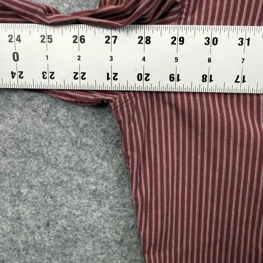 Banana Republic‎ Mens S Burgundy Striped Long Sleeve Button Down Shirt Stretch